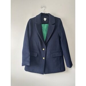 J. Crew Women's‎ Navy Wool Blend Blazer Coat Size 2 Gold Buttons Preppy Classic